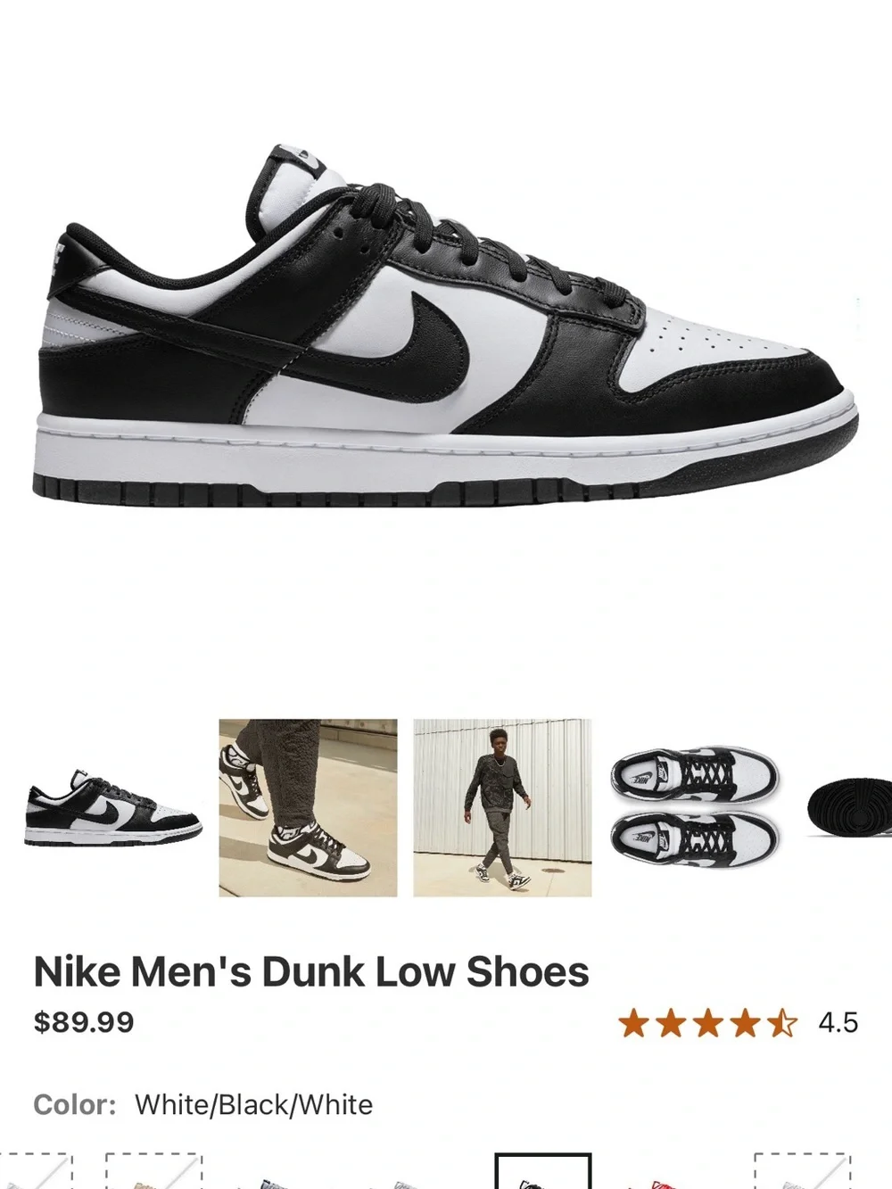 Nike Men’s Dunk Low Pandas Black/White Low-Top Sneakers
